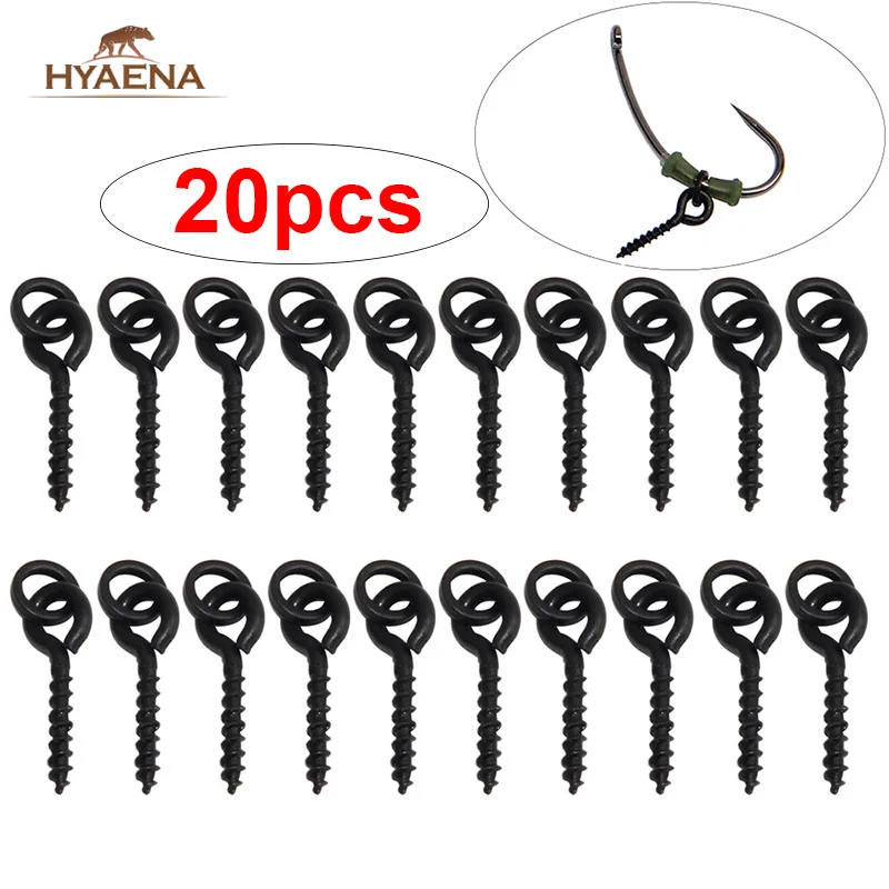 

Hyaena 20PCS Boilie Screw Peg with Round Ring Swivel Chod Rig Matt Black Terminal Tackle Bait Holder Carp Fishing Accessories