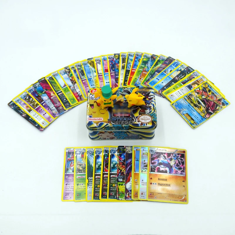 

42pcs/pack Pokemon TGC Sun and Moon English Edition Iron Box Paper Card Game Battle Card Kids Toy Gift