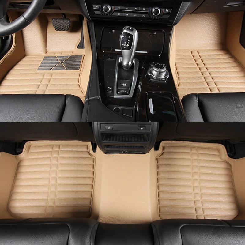 Custom Fit Leather Car Floor Carpets Waterproof Double Layer Car Mat Auto Floor Wire Floor