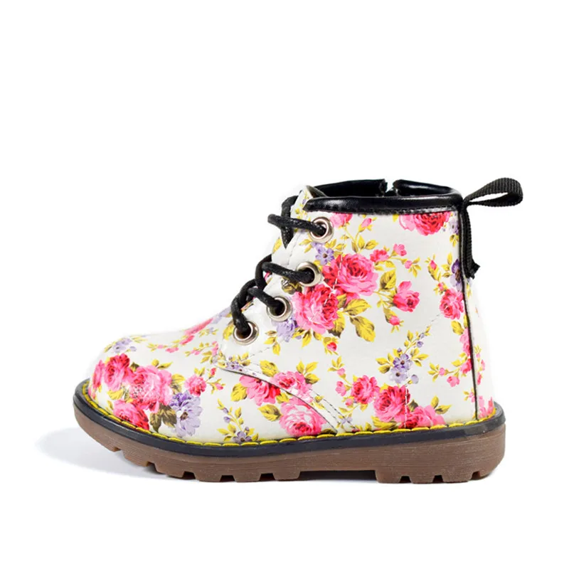 AOGT/; сезон осень-зима; детские ботинки для девочек; Кожаные Ботинки martin с милым цветком; модные детские ботинки; Брендовая обувь для девочек; резиновые ботинки