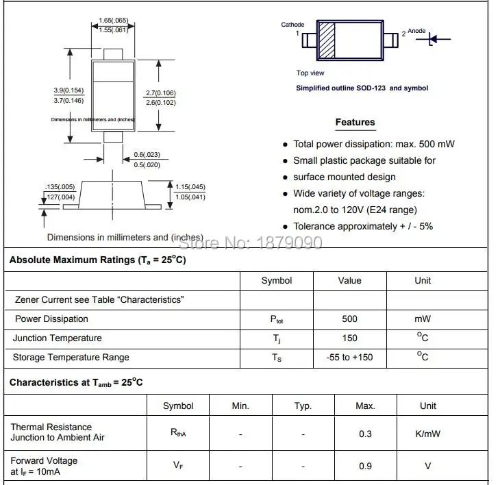 Диодный Зенер MMSZ5231B MMSZ5231 LMSZ5231BT1G MMSZ5V1T1G MMSZ5V1T1 500 МВт 5V1 5 1 VSMD SOD123/1206 Новый 100