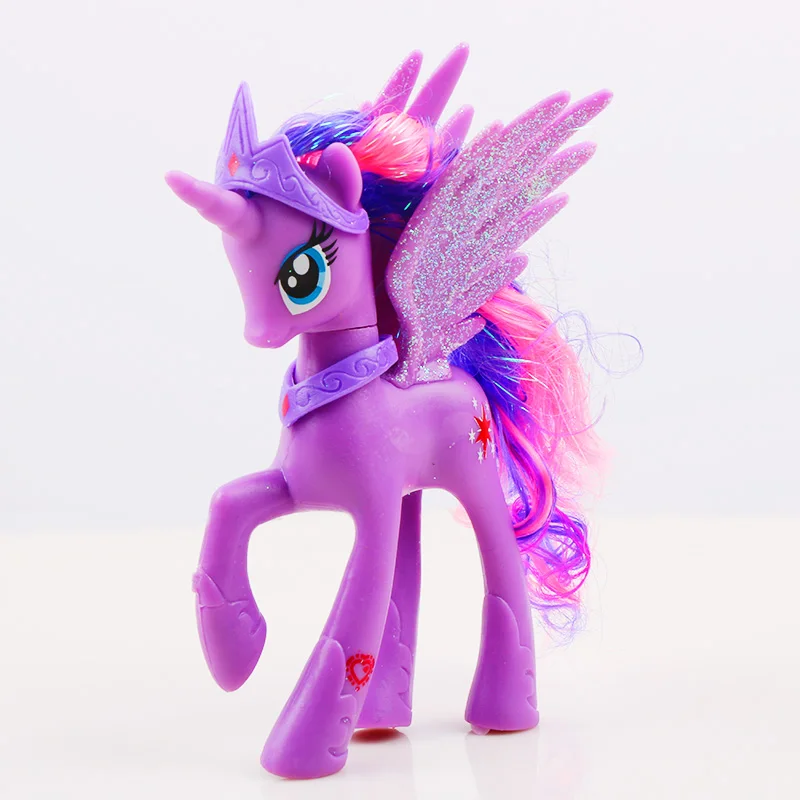 14 см игрушки My Little Pony Принцесса Селестия Луна серии «юбкой всех цветов радуги; платье в форме единорога из ПВХ, Коллекционная модель куклы для девочек - Цвет: Серый