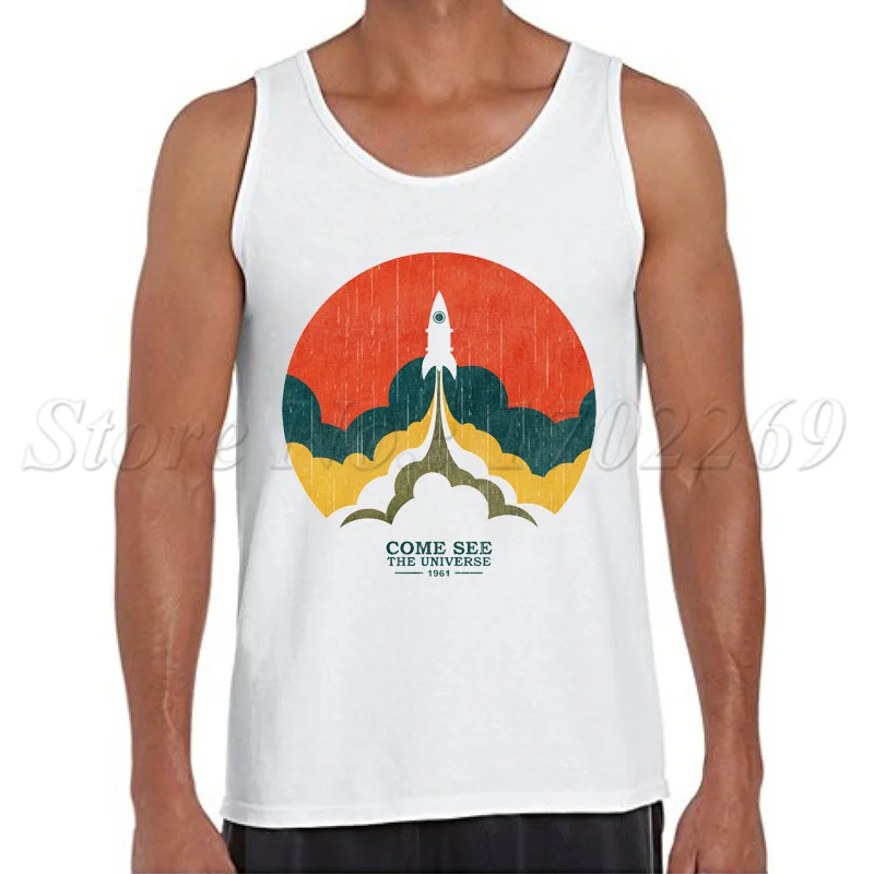 

2018 New Fashion Up and Beyond Design Tank Tops Men Rocket Up Printed Summer Vest Casual Singlets