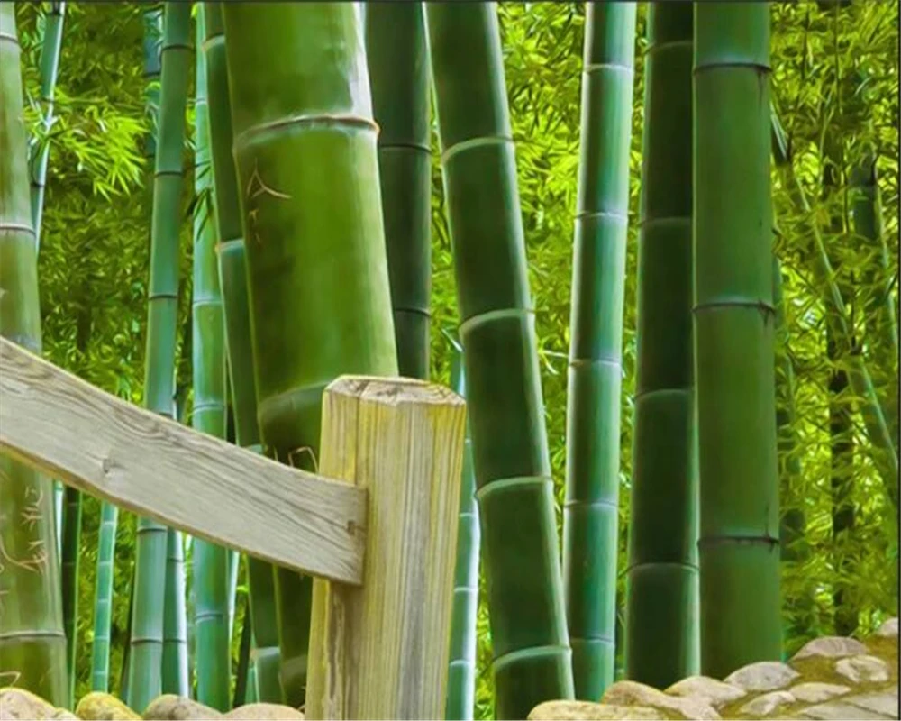 Beibehang Mural 3D Wallpaper Jembatan Alam Air Hutan Bambu