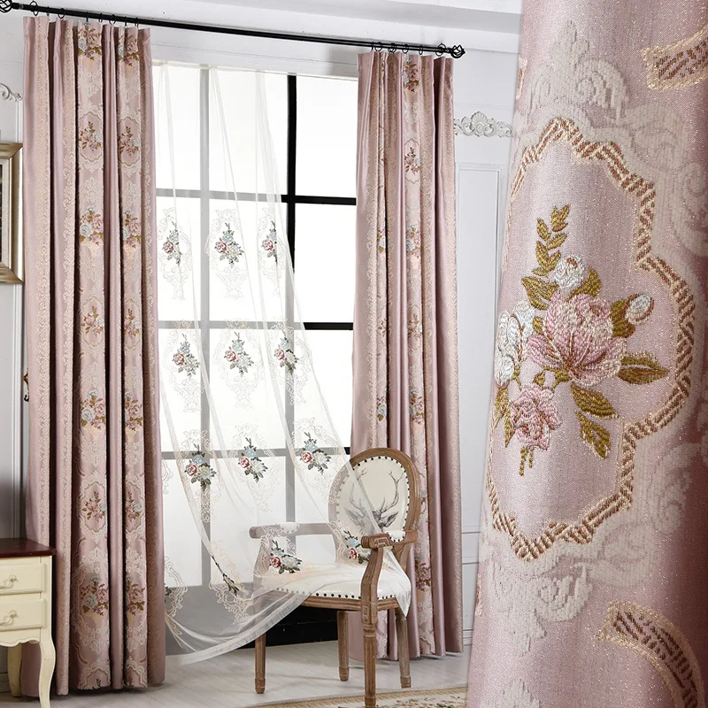 

American Luxury Atmosphere Simple Modern Jacquard Full Shade Curtains for Living Dining Room Bedroom.