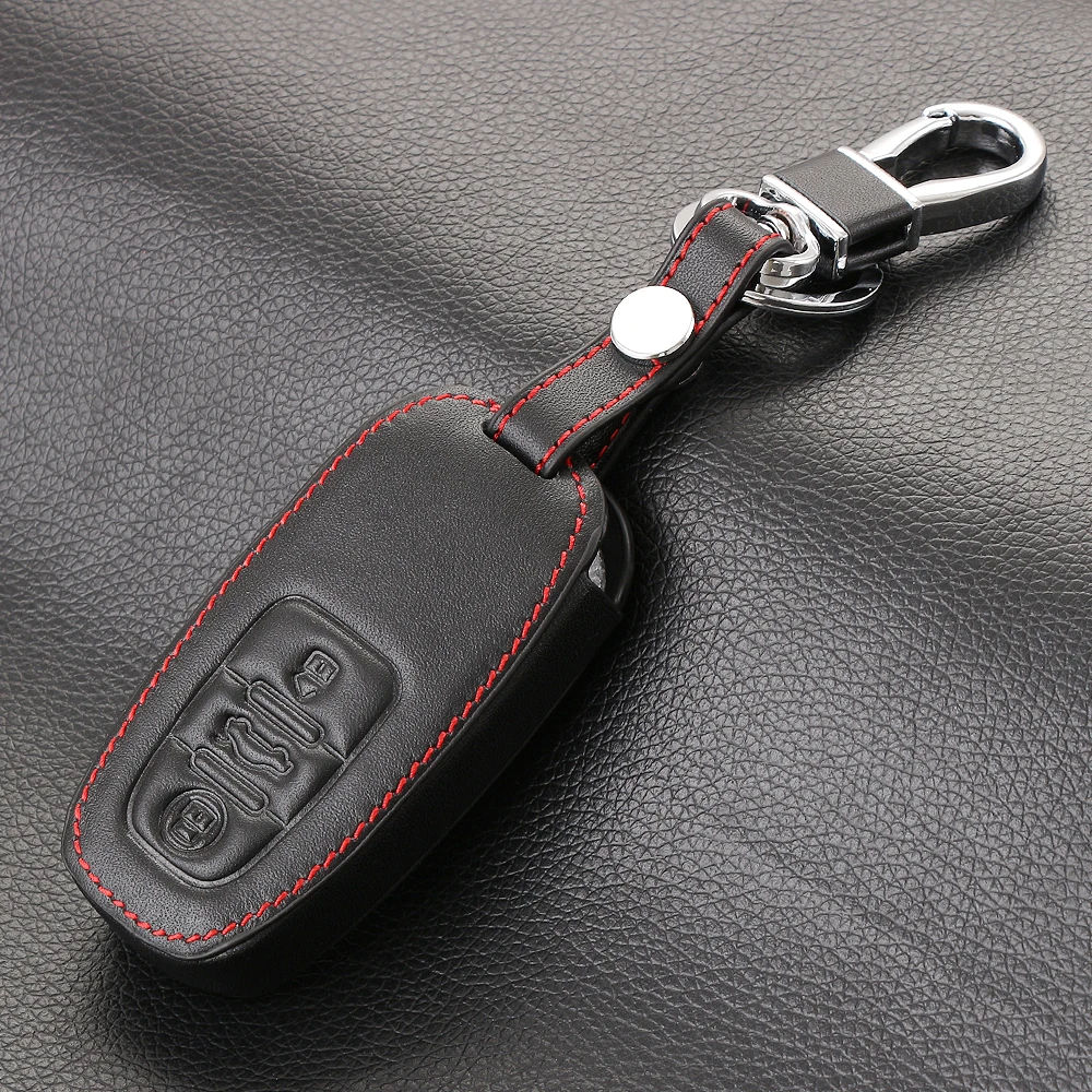 Car Styling Genuine Leather With Buckle Key Cover Key chain For Audi A3 S3 Q2 Q3 A4 B7 B8 A5 A6