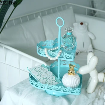 

Blue Cupcake Stand Heart Shape 2/3 Tiers Cake Tray High Quality Metal Decoration Plate for Wedding Storage Rack &holder