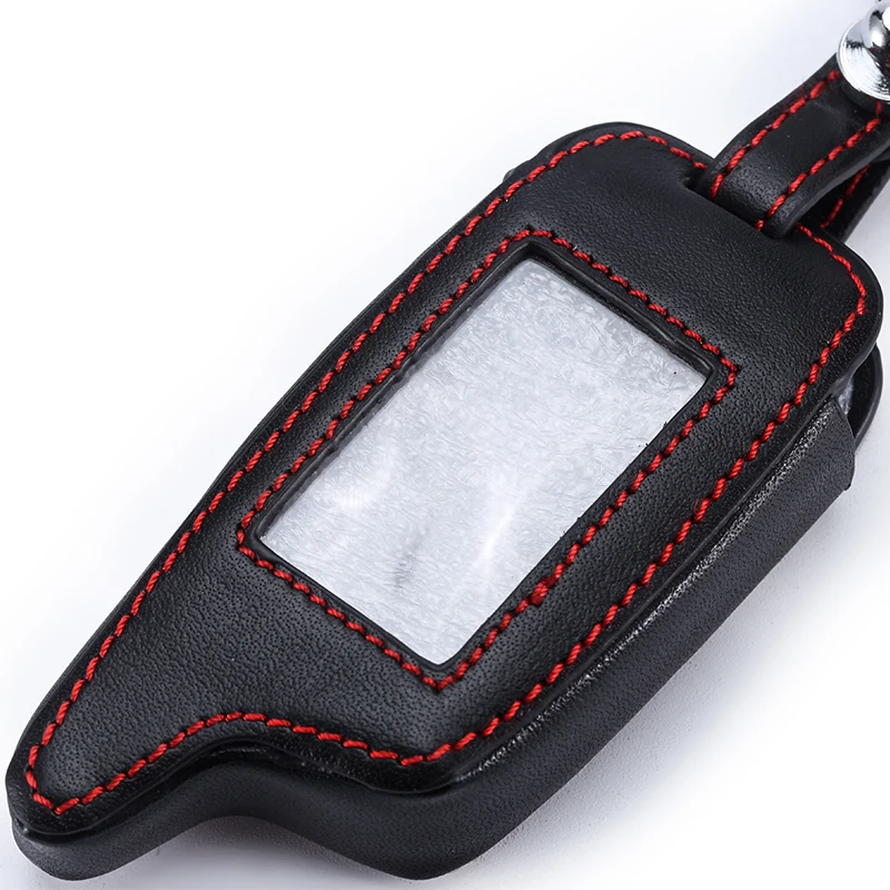 

A6 A9 LCD Remote Controller Keychain Leather Cover For Two Way Car Alarm StarLine A6 A9 A8 Key Case Holder