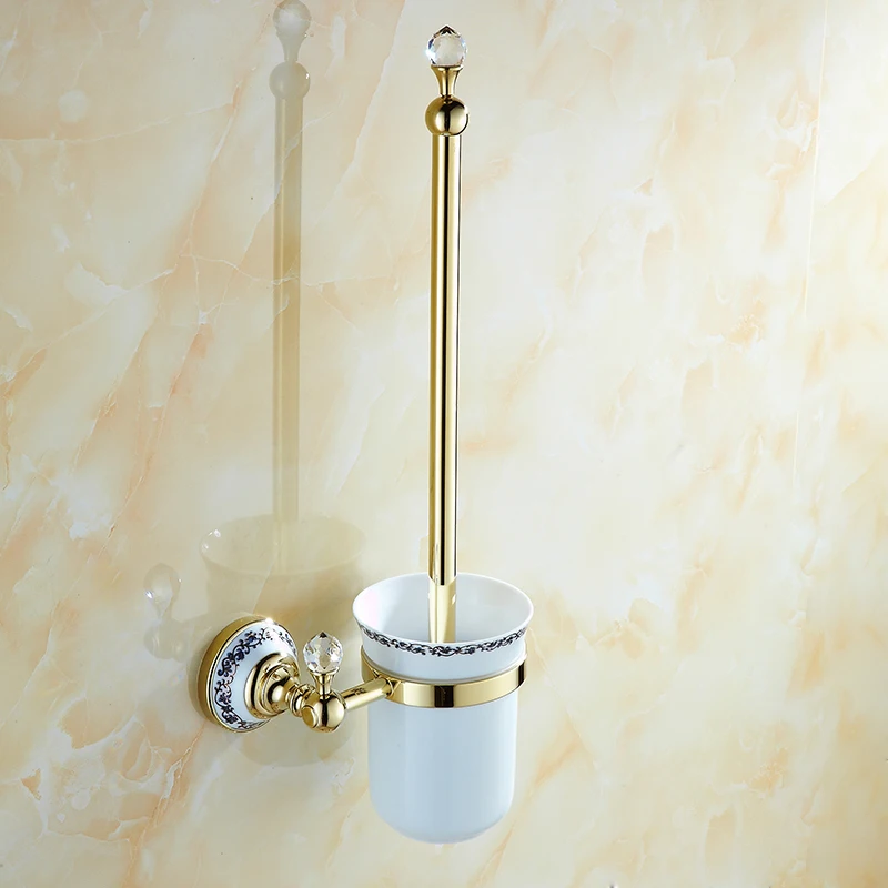 Toilet Brush Holders Luxury Antique Bronze Ceramic Base Finish With