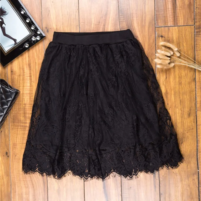 Black lined Кружевные юбки, летняя элегантная женская однотонная Повседневная сетчатая Тюлевая юбка, короткая юбка-карандаш, черная юбка - Цвет: Black lined