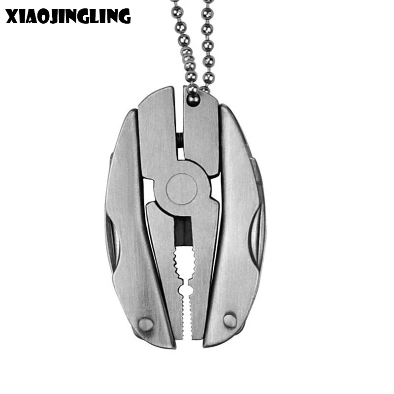 

XIAOJINGLING Key Chain Portable Camping Outdoor Mini Metal Key Chains Foldaway Multi Function Pocket Pliers Knife Tools Keychain