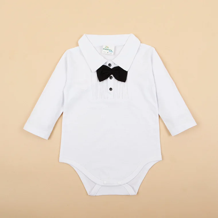 Летние хлопковые детские ползунки комбинезон для малышей Одежда для новорожденных мальчиков и девочек джентльменская одежда с галстуком-бабочкой одежда для малышей - Цвет: A