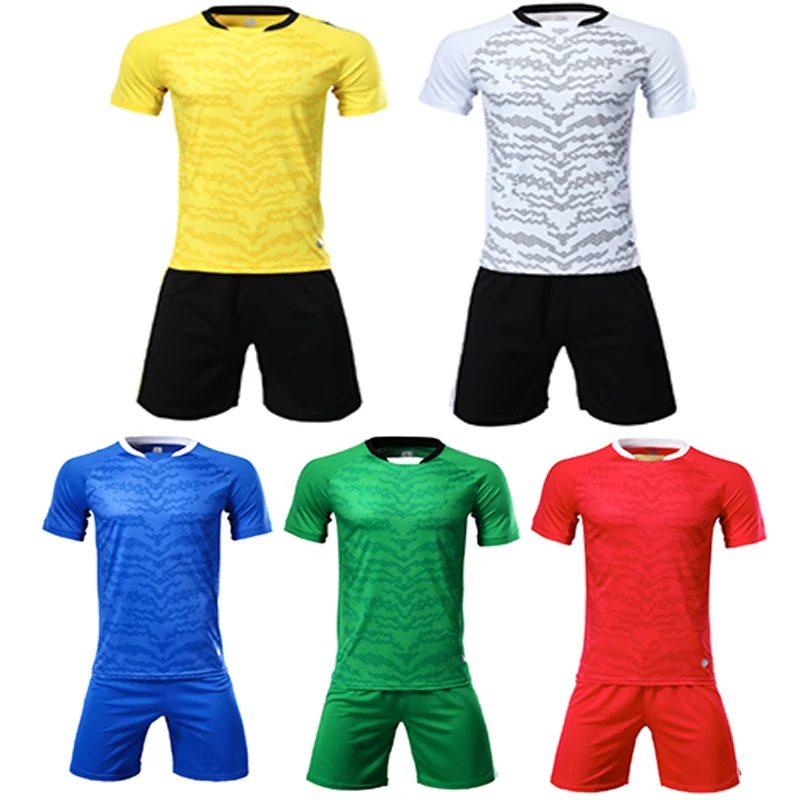 

YINGRU New Light color stripe soccer jerseys 2018 Men soccer sets polyester quality soccer football uniforms pant with pocket