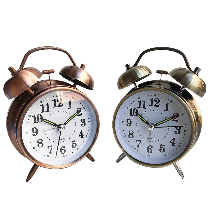 

Bell Alarm Clock Twin Retro Alarm Clock with Stereoscopic Dial Backlight Desk Clock Loud Alarm Clock Creative Gift