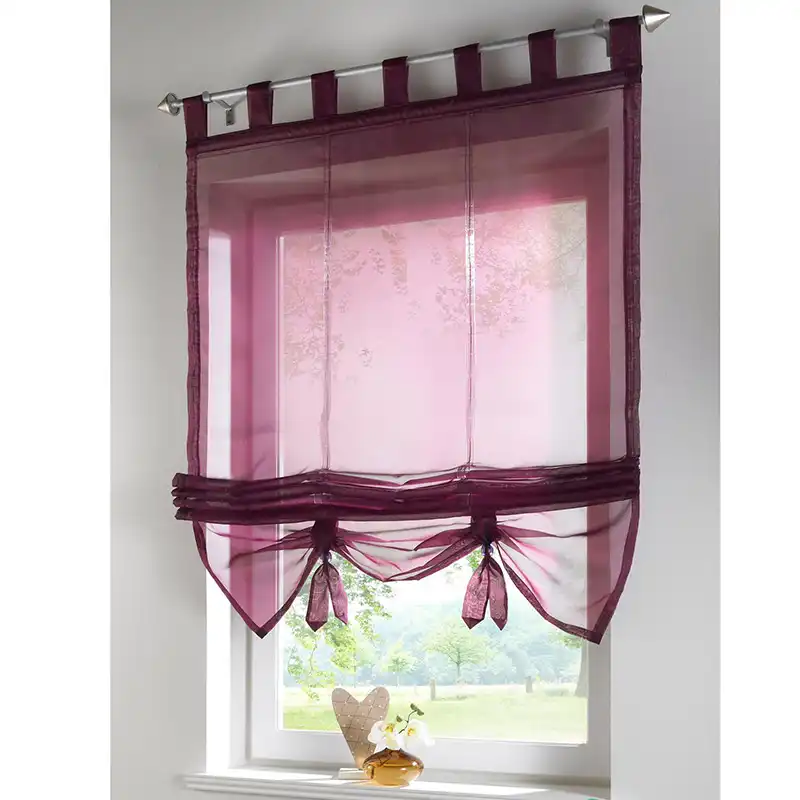 Modern Roman Hanging Curtains For Kitchen Door Window Tulle Solid