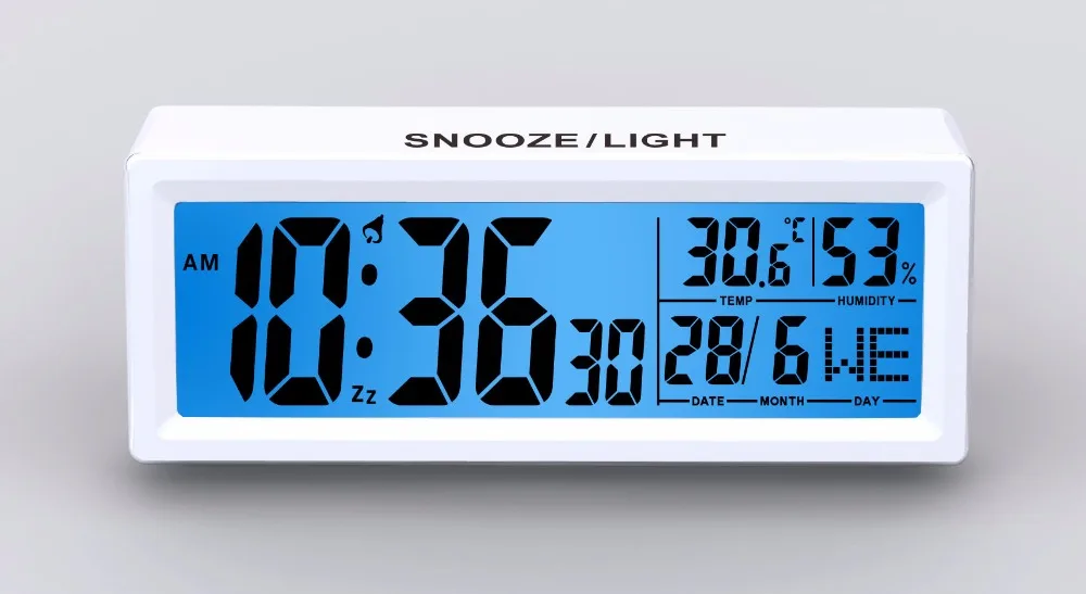 Modern electronic LCD backlight digital alarm clock thermometer Desktop calendar bedroom table snooze alarm clock home Digital
