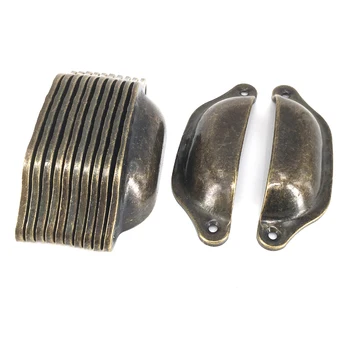 

12pcs/lot Cupboard Door Cabinet Cup Drawer Furniture Antique Shell Pull Handle with Screws 98mm long Shell iron handle