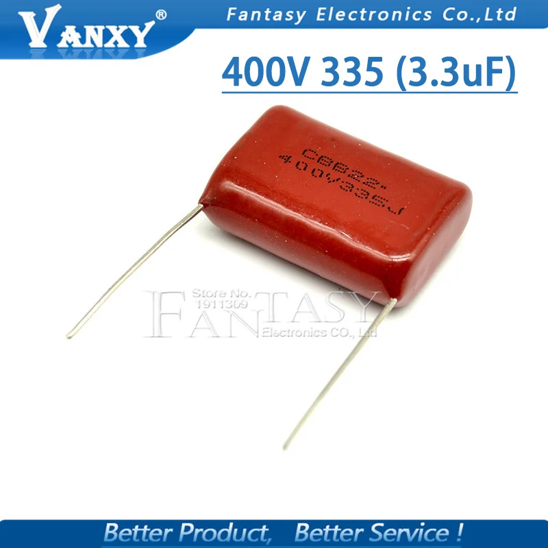 10 шт. 400V335J 3,3 мкФ Шаг 25 мм 400V 335 3300nf CBB полипропиленовый пленочный конденсатор с алюминиевой крышкой