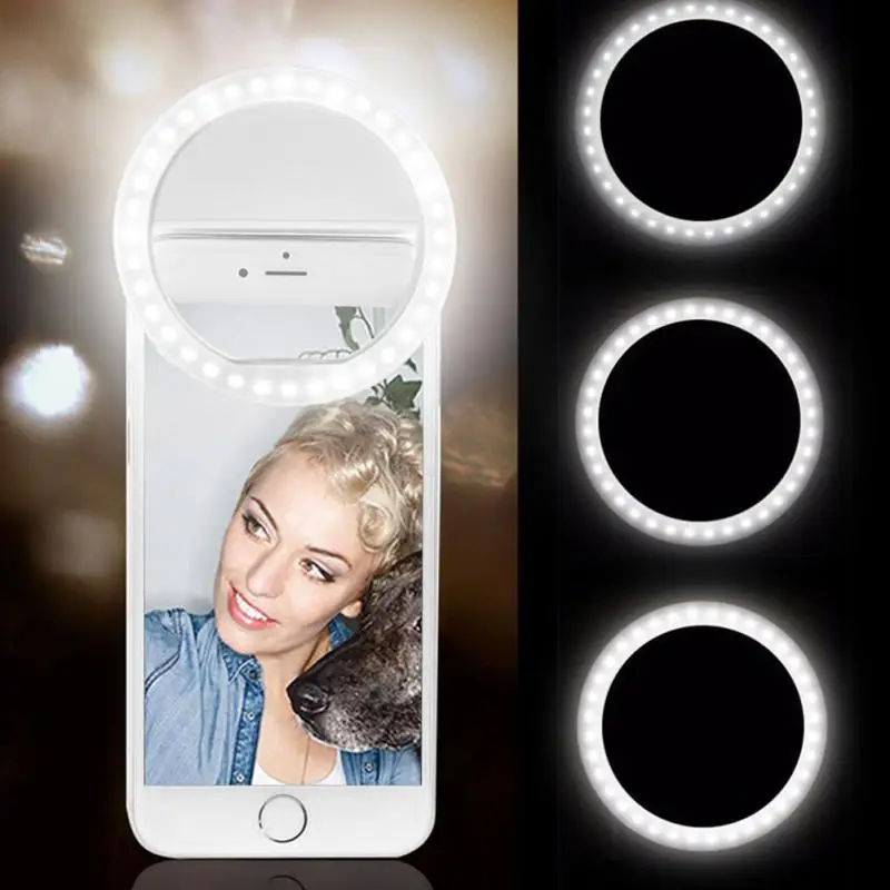 Portable Selfie LED Ring Flash Fill Light Clip Camera For