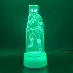 Битва Royale игры Marshmello Кожи Рисунок Led новинка ночник для малыша дома деко детская игра 3D лампа Marshmallow