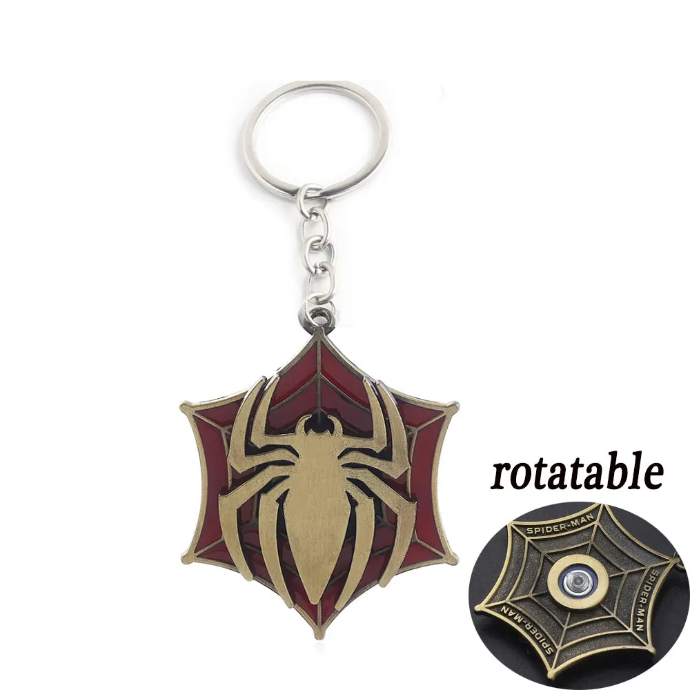 Marvel Avengers Spider-Man Logo Rotatable Alloy Key Chains Keychain Keyring