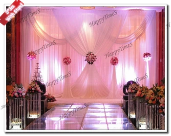 

3*3m Pink Wedding Background Curtain With Swags And Matched Stainless Steel Stand Wedding Favors Backdrop