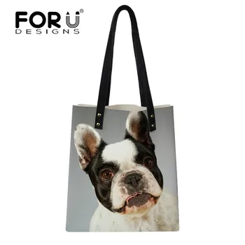 

FORUDESIGNS French Bulldog Leather Women Shoulder Bag Ladies Travel Casual Handbags Tote Bags with Buckle Sac a Bolsos Mujer