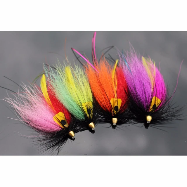 40 pcs/lot Cone Head Tube Fly 5 Colors Assorted Streamer Fly Salmon Trout  Steelhead Fly Fishing Flies Lures Set