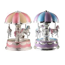 Карусель музыкальная шкатулка цветной светодиодный светильник карусель круглая музыкальная шкатулка Рождественский подарок на день рождения игрушка карусель друг подарок случайный цвет