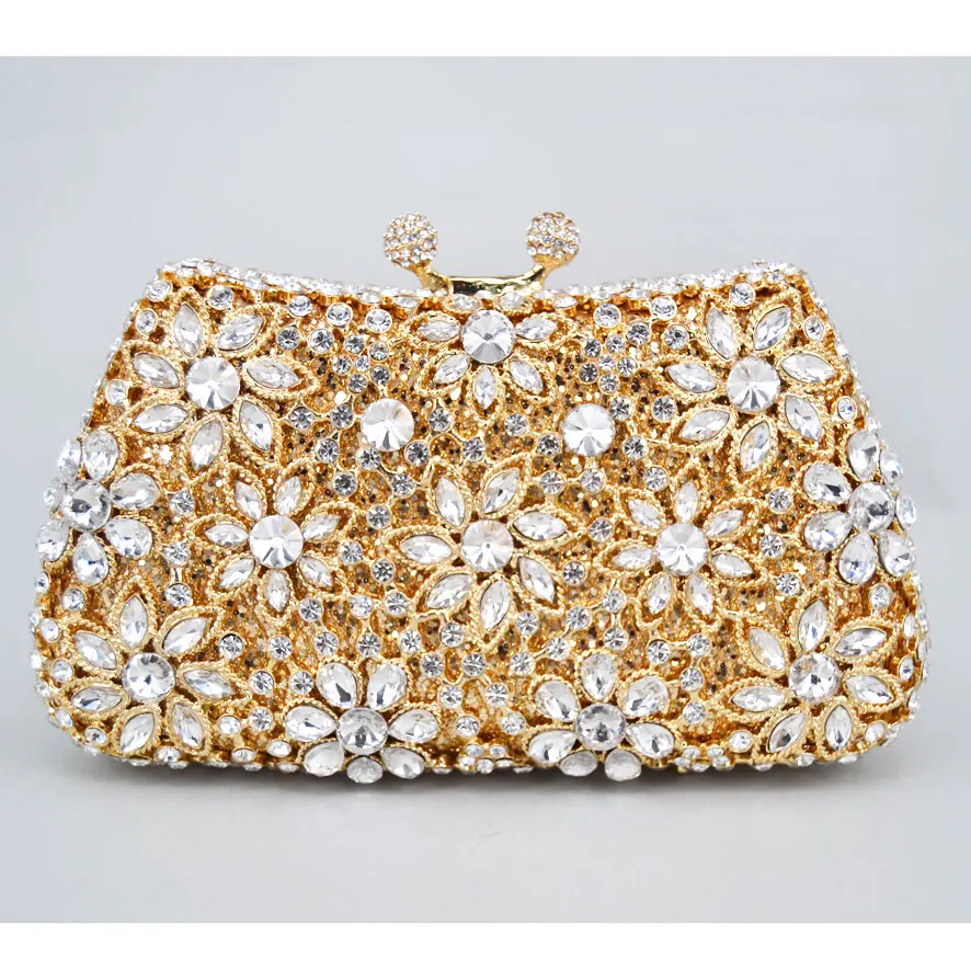 

Bolso De Noche De Lujo Oro Plata Diamante Mujeres Del Monedero Del Partido Nupcial De La Boda Bolsos De Cadena Hombro