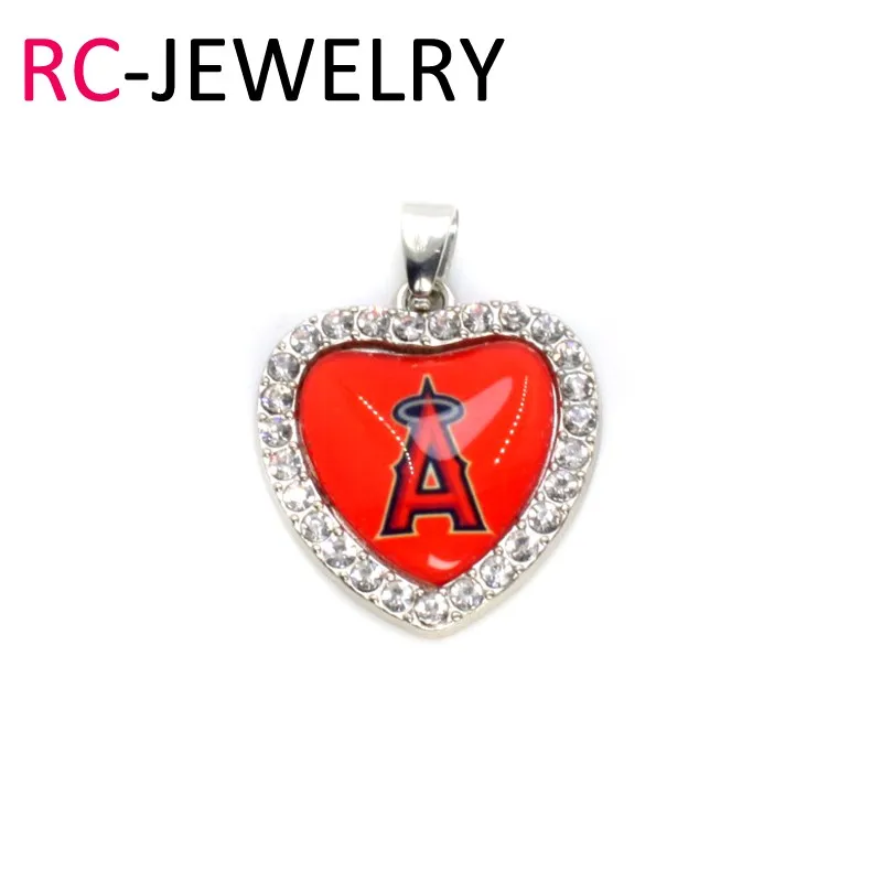 m010 Heart Los Angeles Angels Charms Baseball Sports Dangle Charms