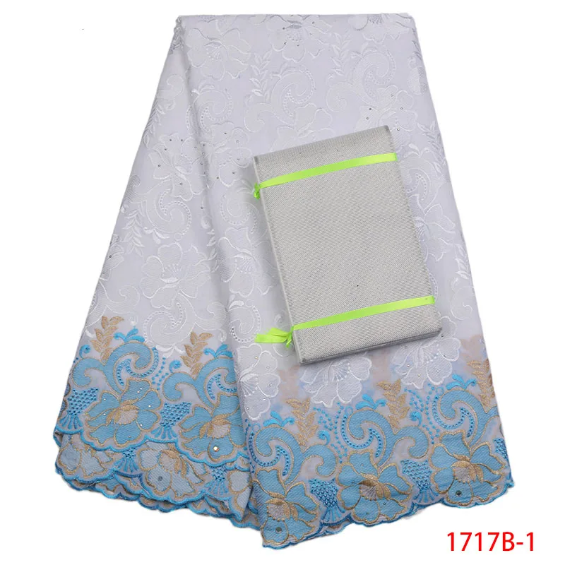 

2018 Swiss Voile Lace Fabric High Quality With Stones African Cotton Swiss Voile LaceWith Aso Oke African Lace Labric AMY1717B