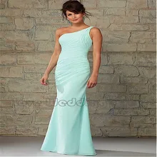 One Shoulder Chiffon Bridesmaid Dresses Mermaid Floor Length Bridesmaid Dress Ruched Pleats Vestido De Festa