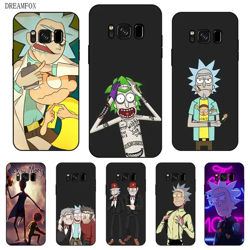 

N370 Rick Morty Dazzle Black Silicone Case Cover For Samsung Galaxy S5 S6 S7 S8 S9 S10 S10E Lite Edge Plus