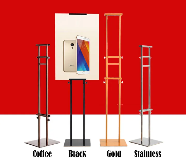 

Double sides POP Adjustable Height Metal Poster Stand Poster Banner display rack Billboard Display Stand Floor poster stand
