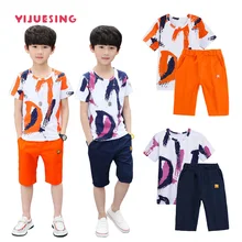 Комплект летней одежды для мальчиков, комплекты одежды для маленьких мальчиков, футболка с короткими рукавами+ штаны