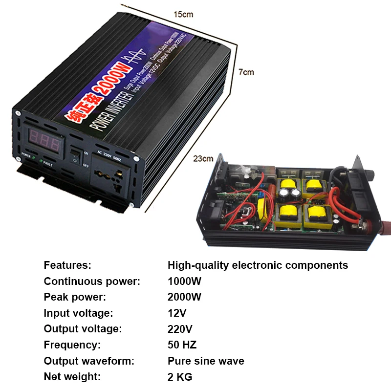 4000 Вт 2000 Чистая синусоида инвертор автомобиля Мощность DC12V для AC220V электроники