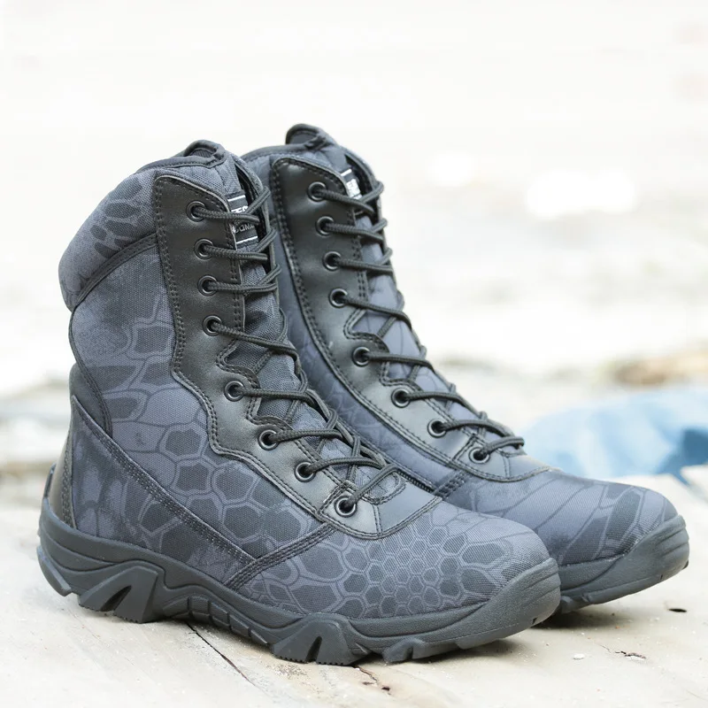 

Men Military Tactical Boots Autumn Winter Waterproof Leather Army Boots Desert Safty Work Shoes Combat Ankle Boots HH-144