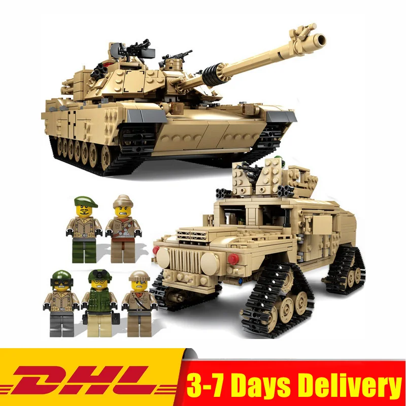 

In Stock 1643 Pcs KAZI Tank Building Blocks Blocks M1A2 ABRAMS MBT KY10000 Creative 1 Change 2 Tank Models Toys for Children