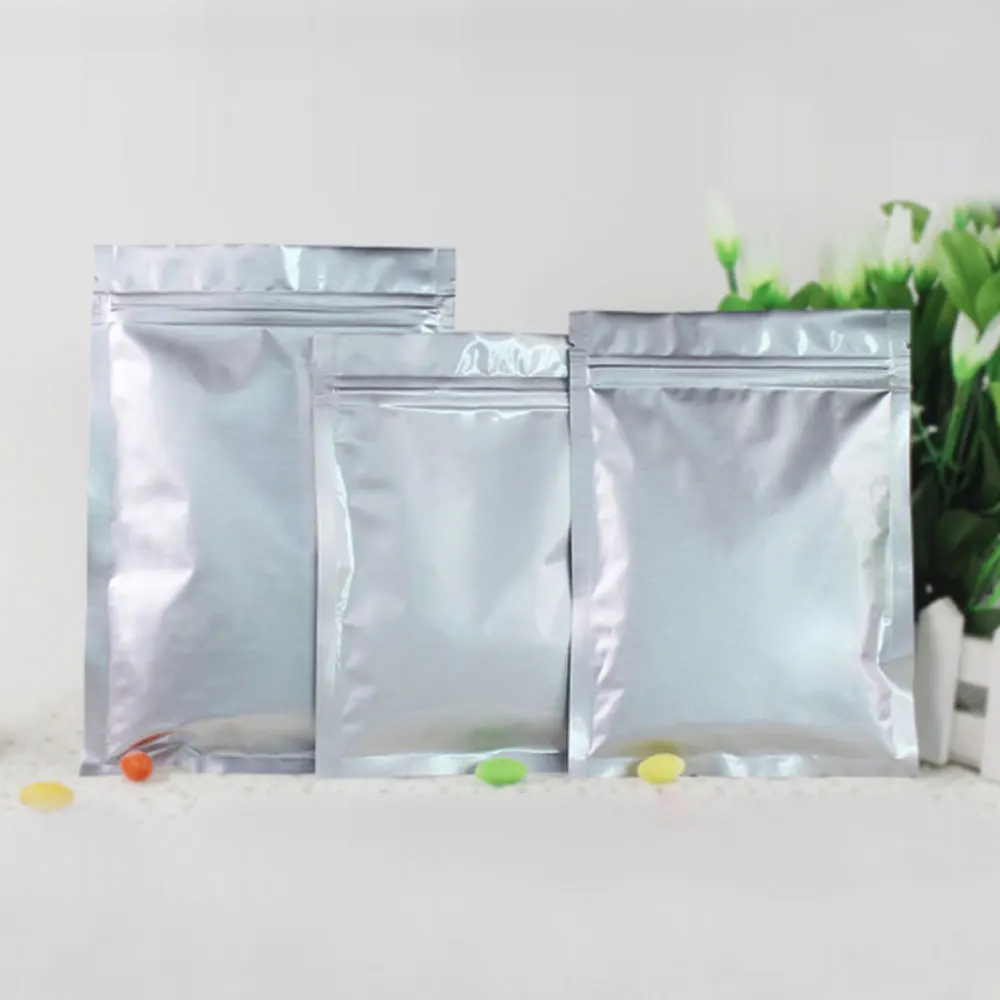 300pcs Aluminum Foil Packaging Bag Flat Zipper Bag Plastic Zip lock