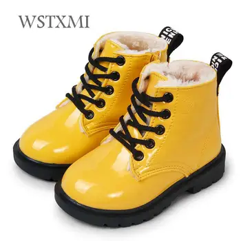 

Winter Children Boots for Boys Girls Shoes Martin Boots Baby Kids Rubber Snow Boots PU Leather Waterproof Fashion Brand Sneakers