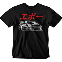Хлопковая брендовая новая футболка EVO JAPAN, черная, S-3XL, Mitsubishi JDM, толстовка с капюшоном, наддув, турбо, наклейка, Mivec, летняя футболка