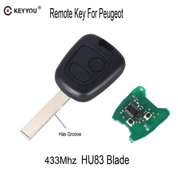 Chiave Telecomando per PEUGEOT 207 307 Car Keyless Fob PCF7961 Chip HU83 Blade 2 tasti 433Mhz