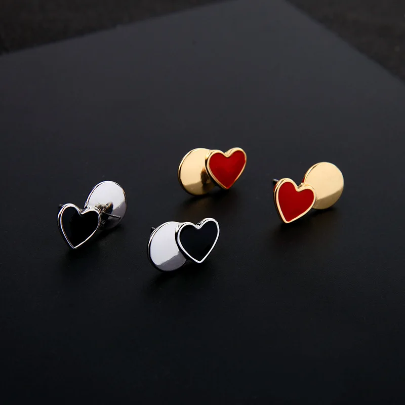 

High quality fashion disc heart earrings heart-shaped oil drop earrings red black female earrings accessories jewelry hot new