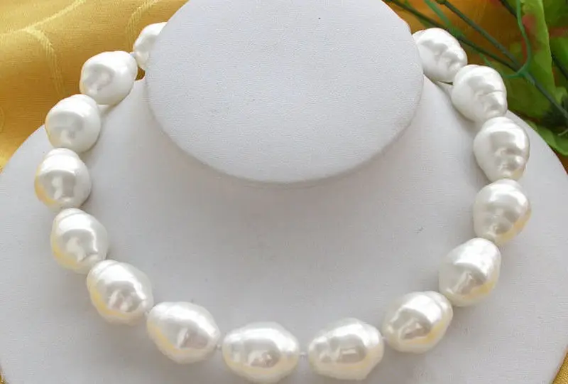 

Hot sale new Style >>>>>REAL HUGE 20MM AAA SOUTH SEA WHITE BAROQUE SHELL PEARL NECKLACE 17''