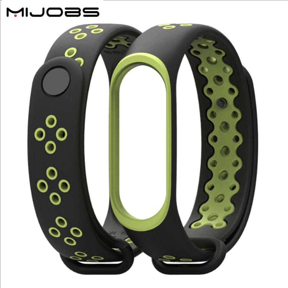 

Mijobs breathable sports band for xiaomi mi band 3 strap dule-color sweatproof smart bracelet for xiao mi miband 3 silicone belt