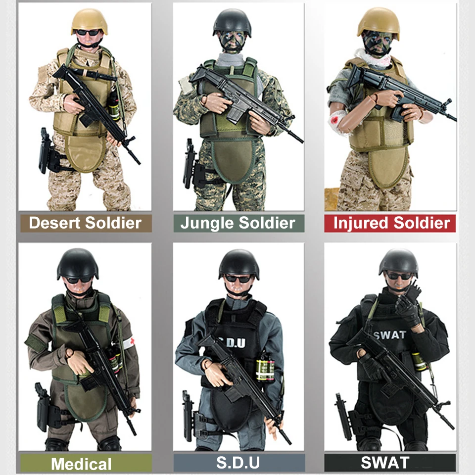 

Movable 5 style 12" 1/6 SWAT Black Uniform Military Army Combat Game Toys Soldier Set SDU SEALs Action Figure Model Toys E