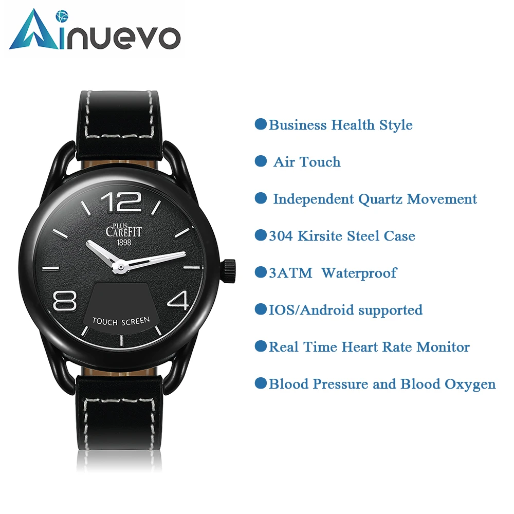 Ainuevo A1 Smart Watch 0.49 Inch OLED Sapphire Air Touch Screen 3ATM Waterproof Heart Rate Monitor Blood Blood Oxygen Pressure