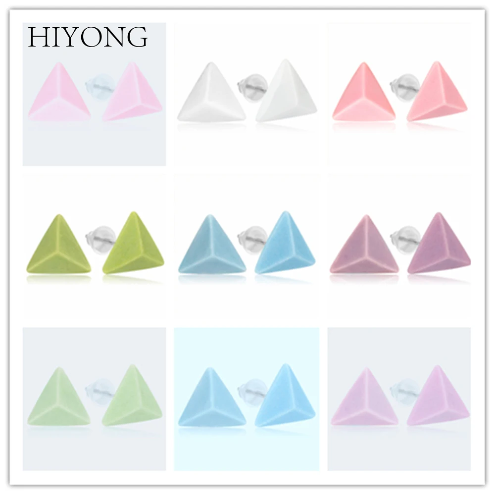 

HIYONG Simple Mini Trinkets Triangle Earrings For Women Girl Kids Gift Temperament Ceramic Stud Earringsjewelry Accessories Wome