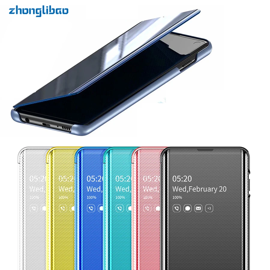

Clear View Flip Case for Samsung A30 A50 A70 2019 S10 S9 S8 Plus S10e Note 9 8 S7 Edge A750 A7 2018 Original Luxury Mirror Cover